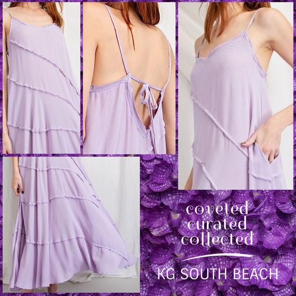 EASEL "Sun Seeker" Sexy Flowy Maxi Sundress W/Raw Seams & Back Self-Tie Details - Picture 12 of 16